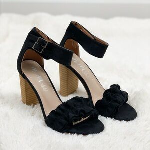 Mi.iM Emmeline Black Ruffle Trim Two Band Heel